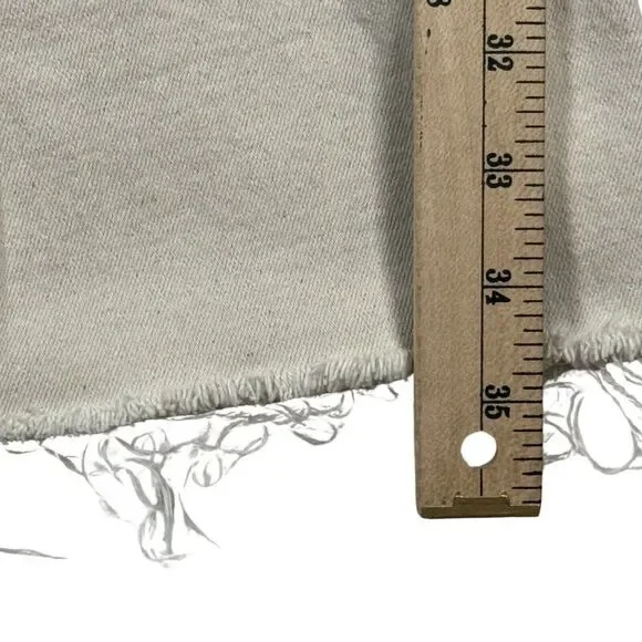 Zara Marine Straight Pants Womens White Denim High Rise Raw Hem Size 4 - Picture 6 of 11